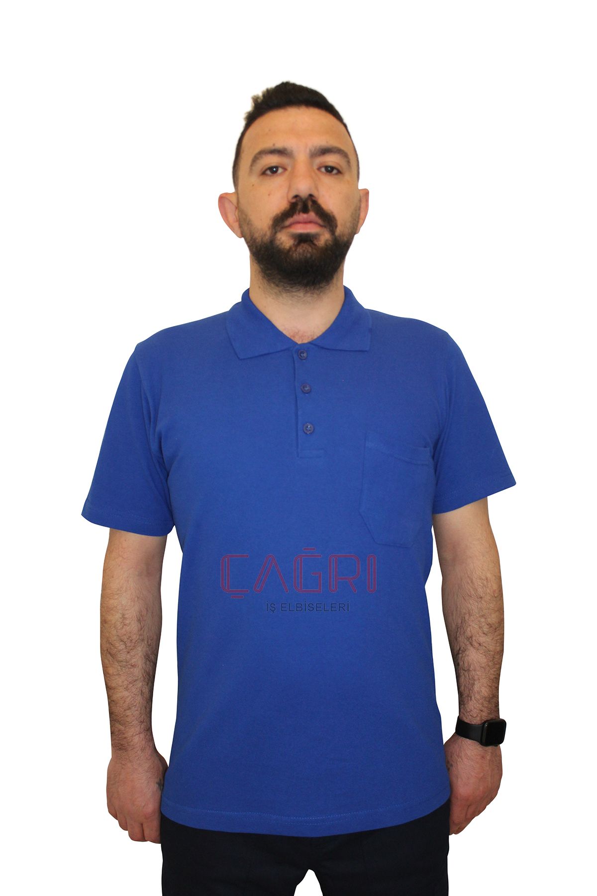 Polo Yaka Penye T-shirt Saks Mavi Renk
