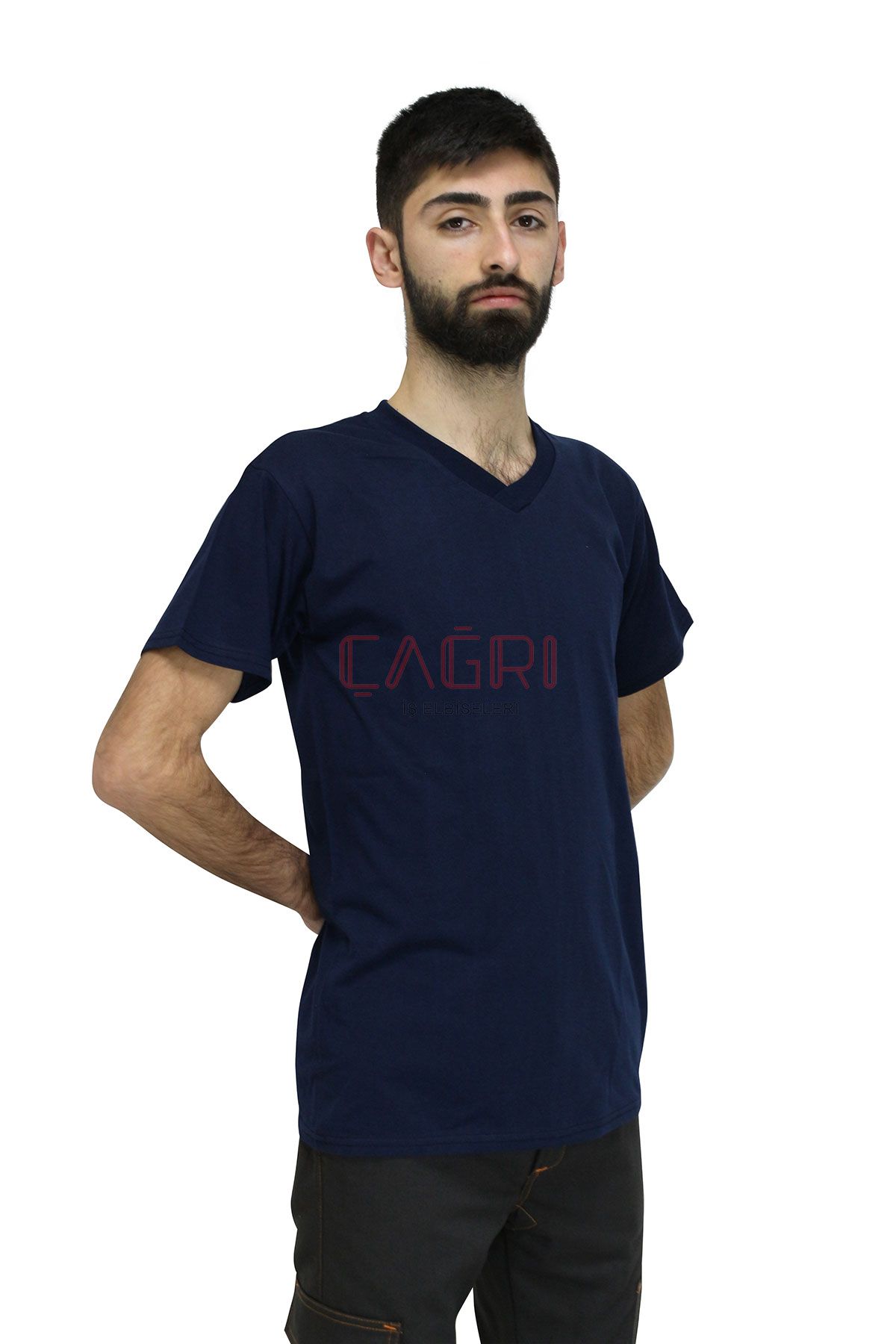 V Yaka T-shirt Lacivert Renk